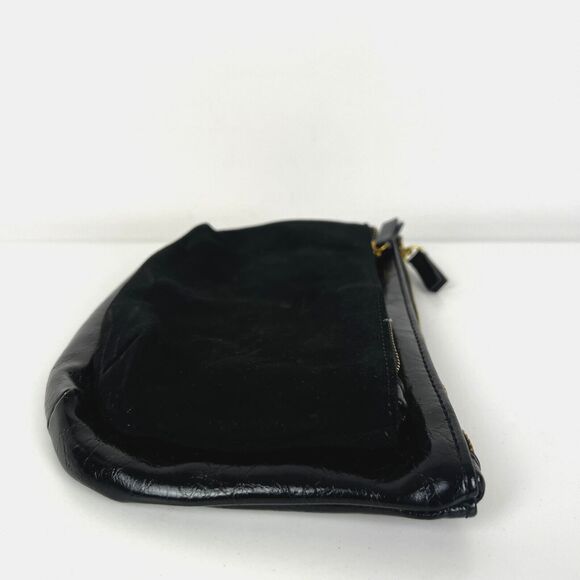 Remi Reid Black Leather Clutch Two Pouch Contrasting Leather Bag MISSING STRAP - Picture 6 of 11